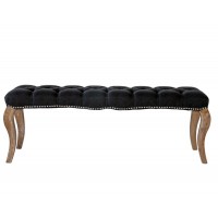 Hampton Bedroom Wood Frame Fabric Tufted Ottoman Bench Stool