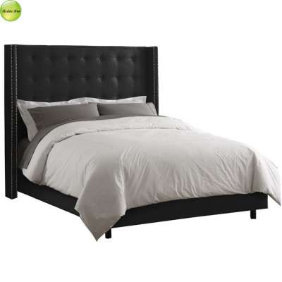 Modern bedroom tufted headboard bed, high headboard bed in queen size