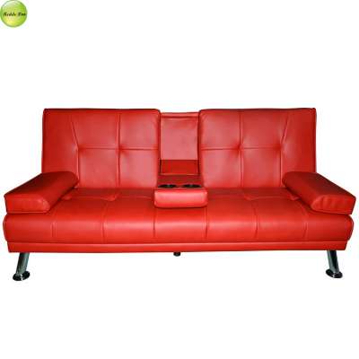 Portable synthetic leather sofa bed couch living room with moveable armrest