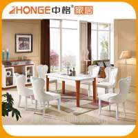 Wood Furniture Modern Style 2 Models Double Color Table and Chairs Dinning Room Set